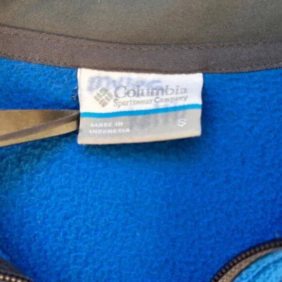 Columbia Mens Vintage Y2K Blue/Grey 1/4 Zip Pullover Fleece Sweater Size S Polye - Picture 2 of 8